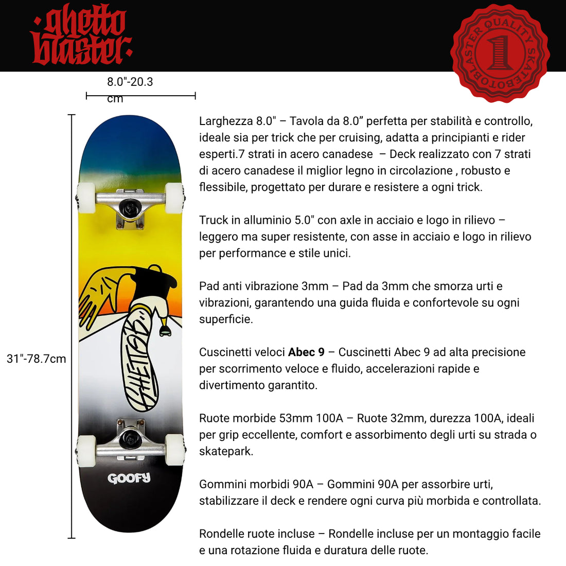 Skate per iniziare Push Goofy 8.0" tavola skateboard