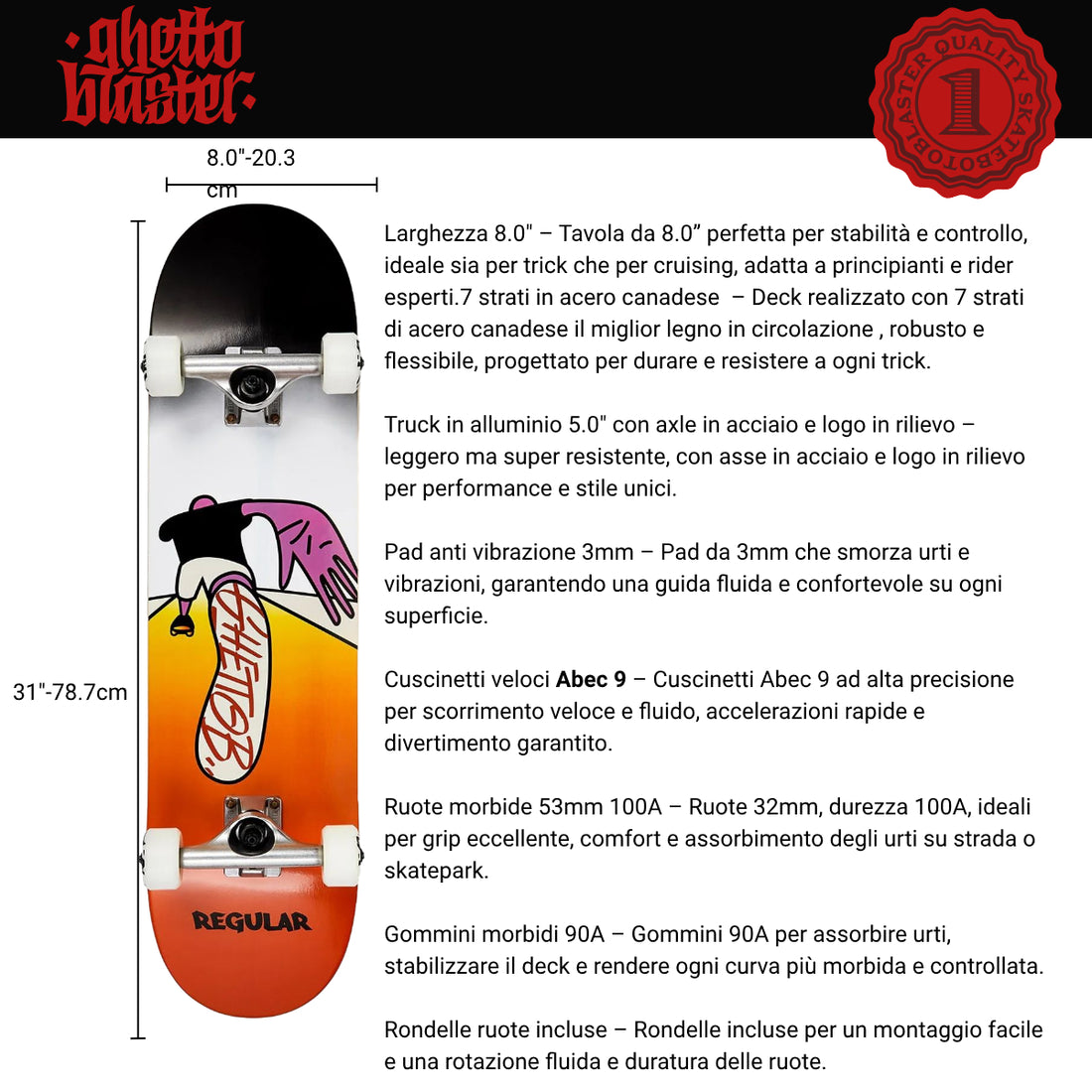 Skate per iniziare Push Regular 8.0" tavola skateboard
