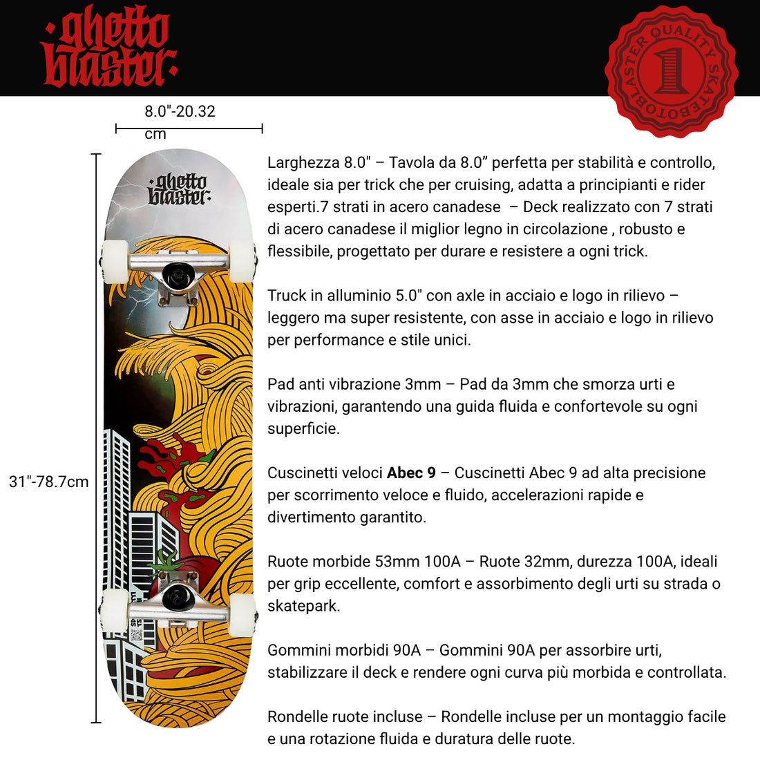 Skate per iniziare Spaghetti Tsunami Thunder 8.0" tavola skateboard