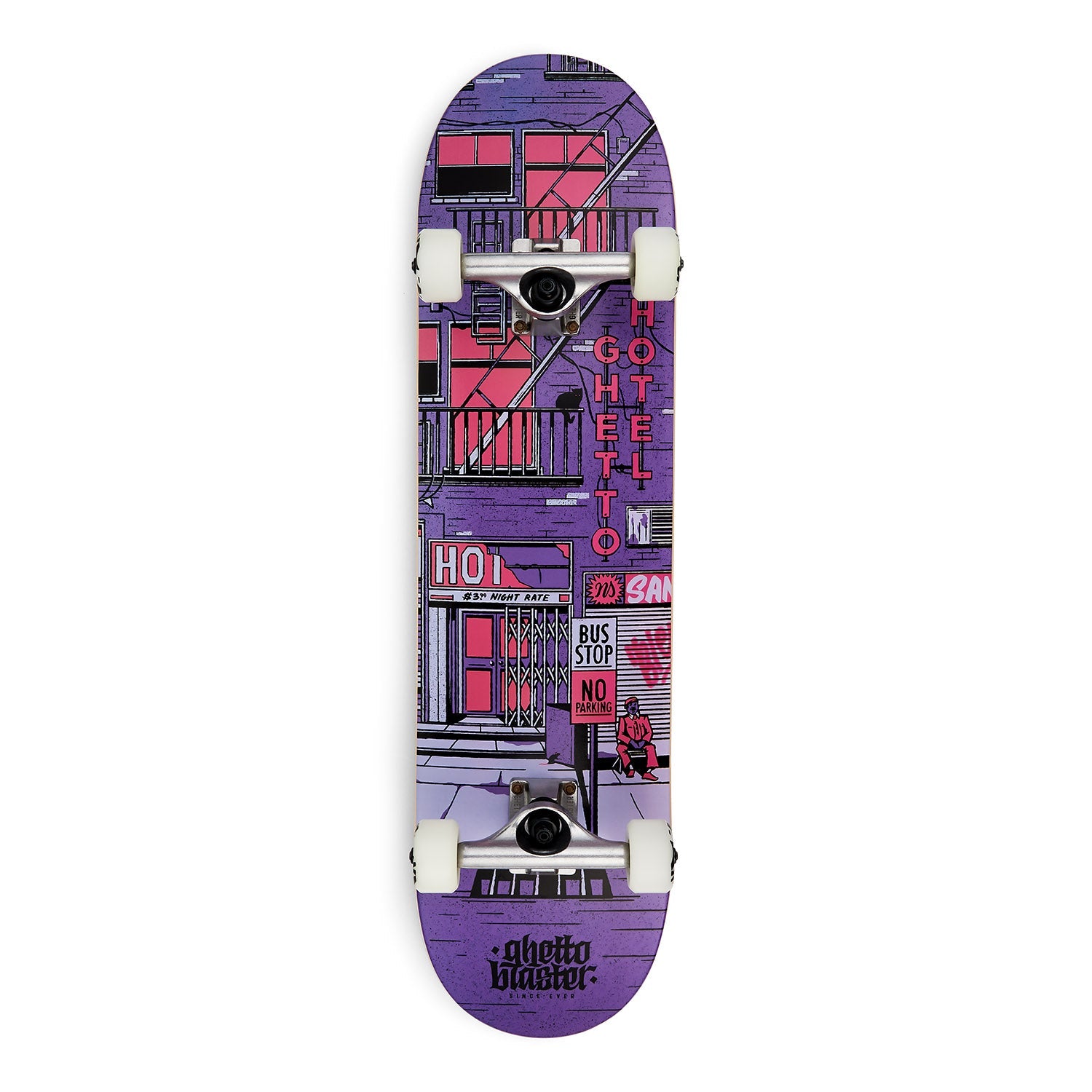 Moose Skateboard Completo – Viola Macchiato – 8,25″ – Assemblato – Argento/Bianco