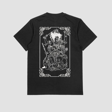 Black t-shirt with Tibet God graphic.