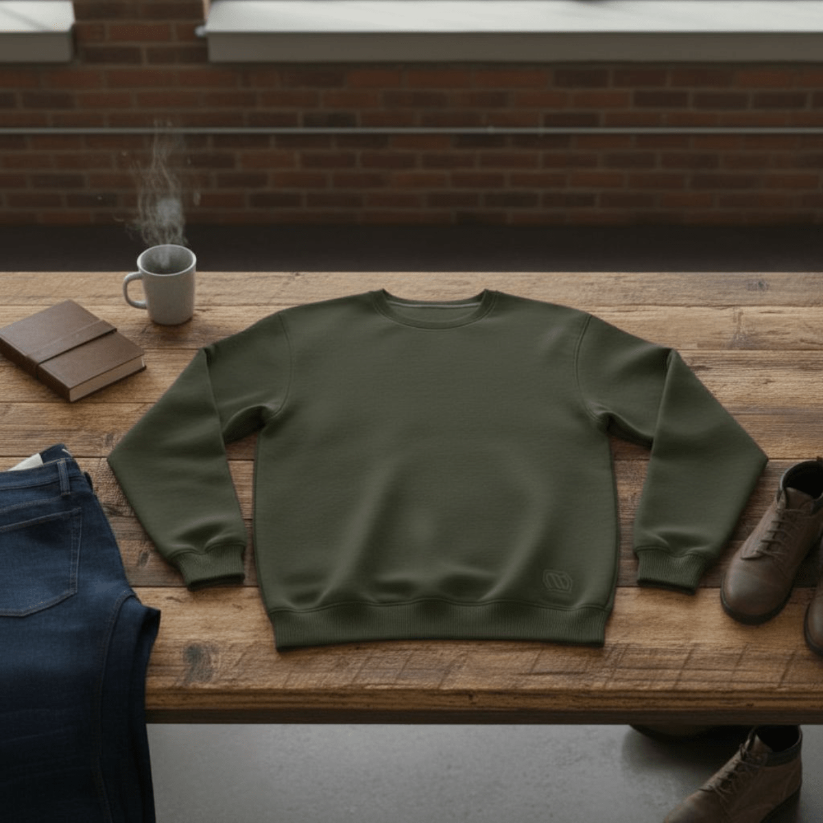 Basic Crew Khaki – Stile e Comfort felpa