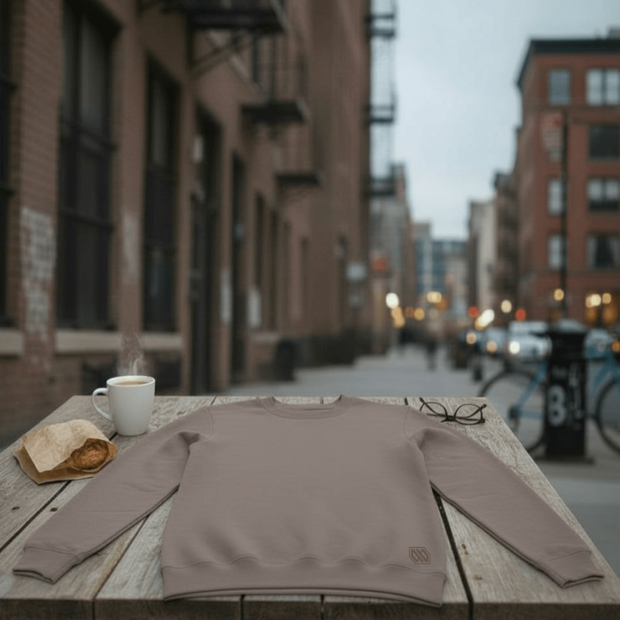 Basic Crew Taupe – Felpa Girocollo in Cotone Biologico felpa