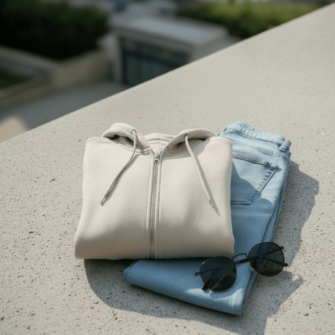 Basic Hoodie Zip Butter felpa