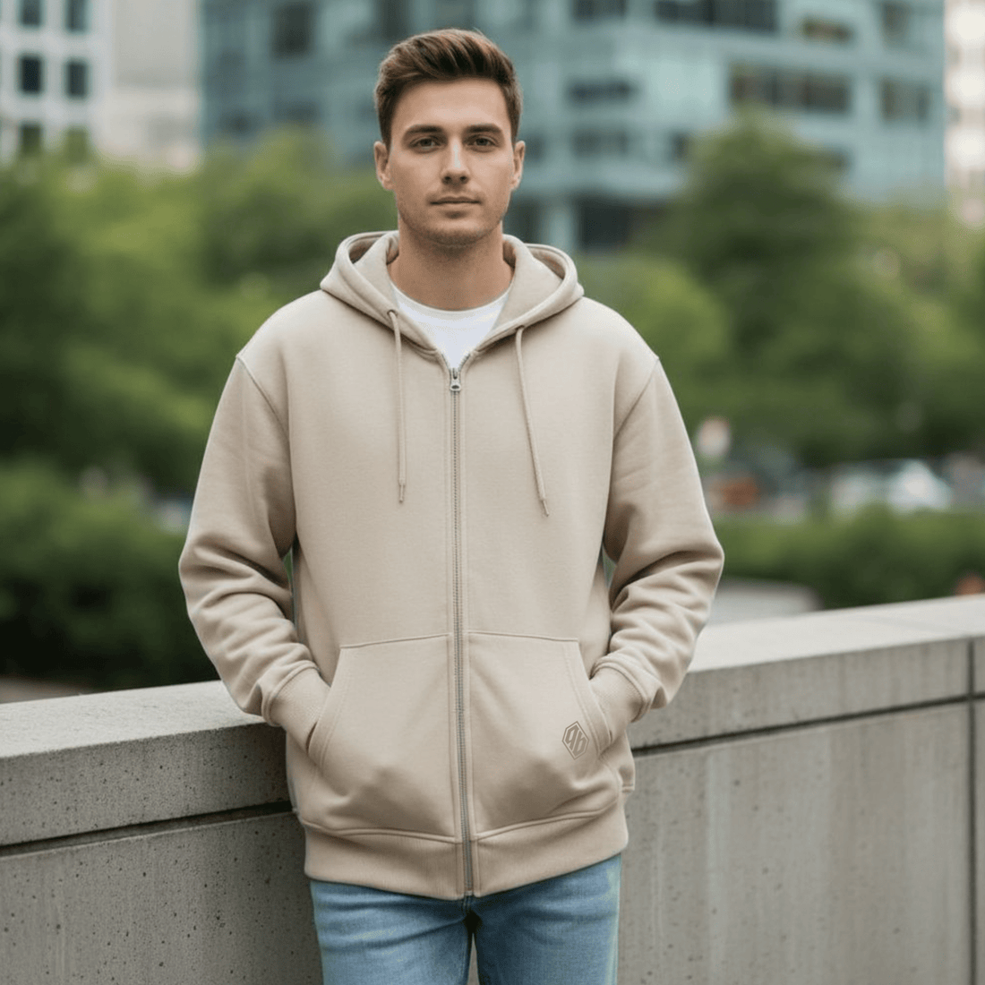 Basic Hoodie Zip Butter felpa