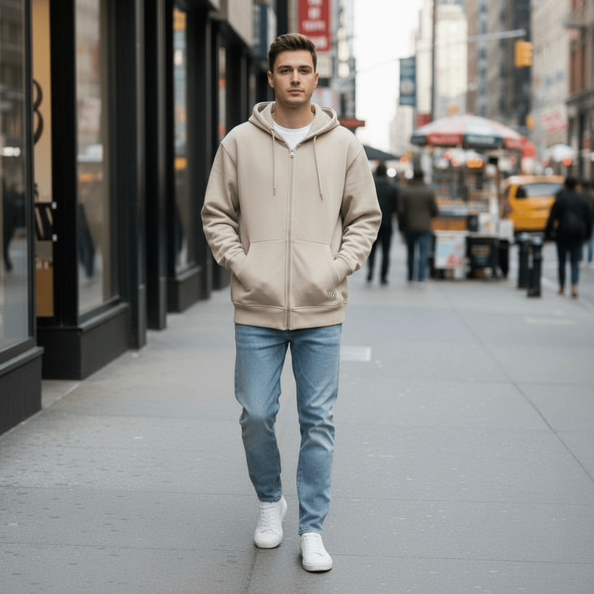 Basic Hoodie Zip Butter felpa