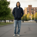 Basic Hoodie Zip Navy