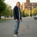 Basic Hoodie Zip Navy