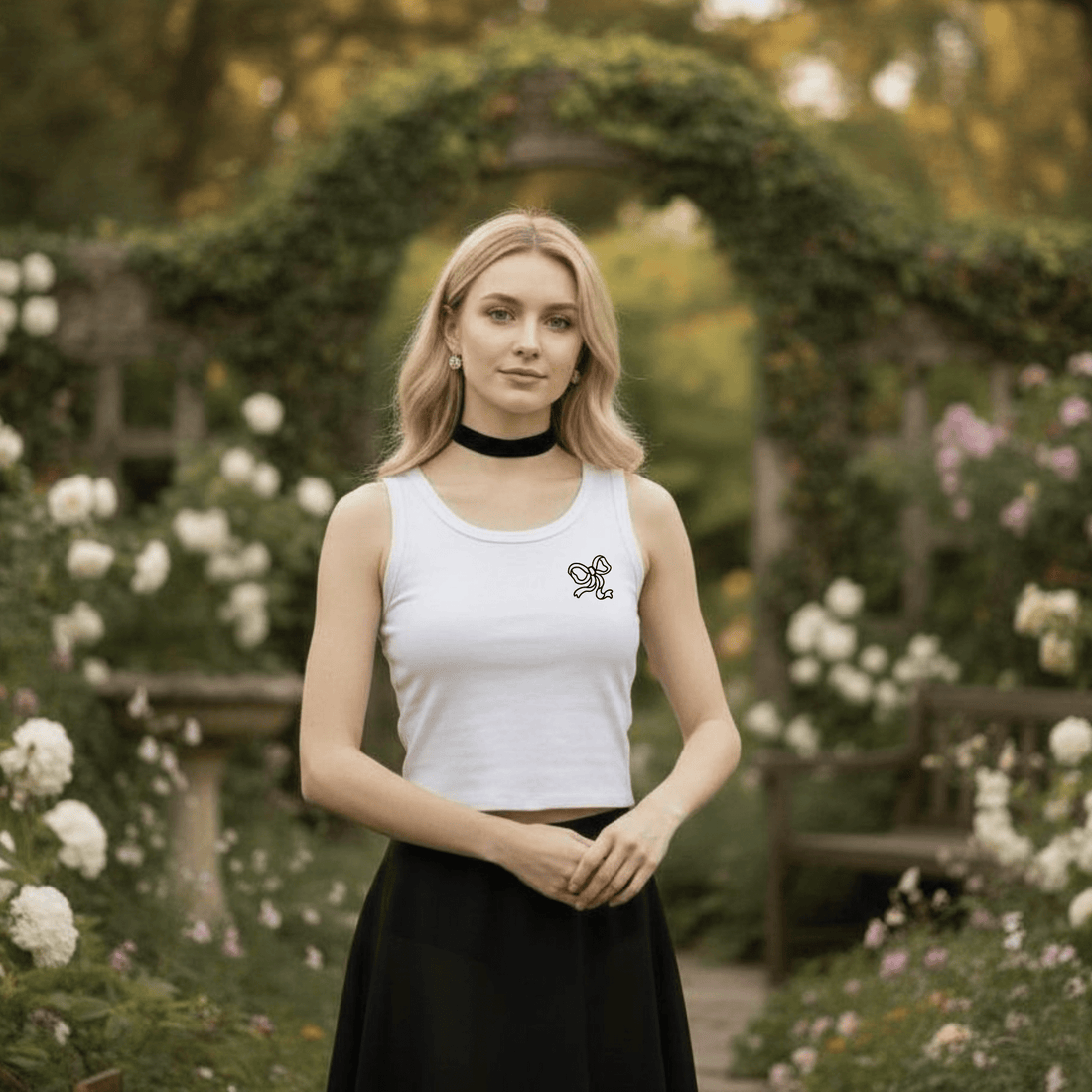 Crop Top Canotta Bianca con Fiocco
