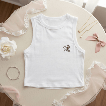 Crop Top Canotta Bianca con Fiocco top