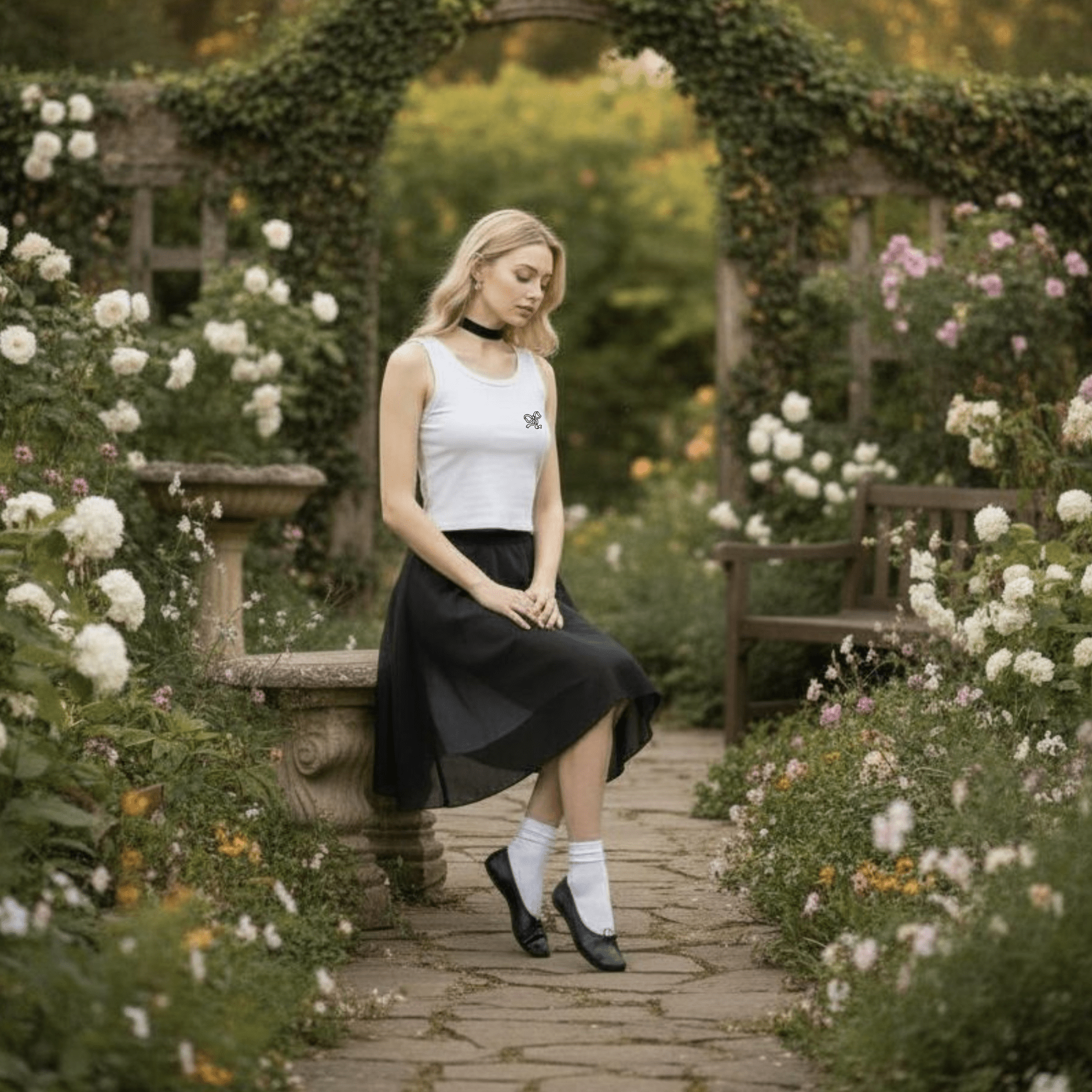 Crop Top Canotta Bianca con Fiocco top