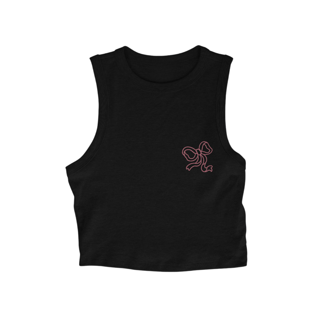 Crop Top Canotta Nero con Fiocco top