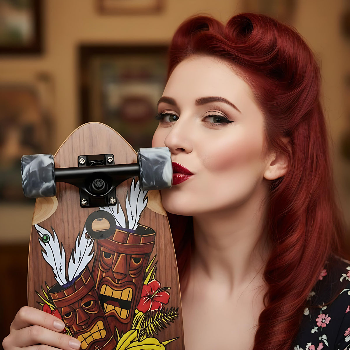 Cruiser Mid Fishtail Tiki Totem 33" skateboard