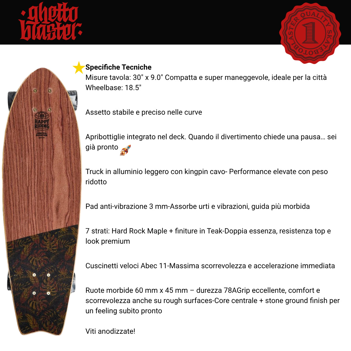 Cruiser Fishtail Tiki Totem 30" skateboard