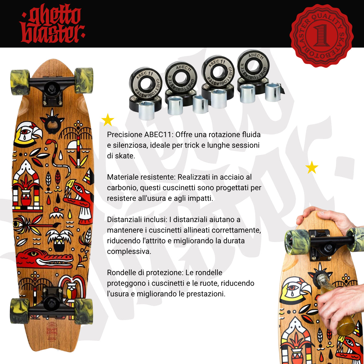 Cruiser Mid Fishtail Geroglifics 33" skateboard