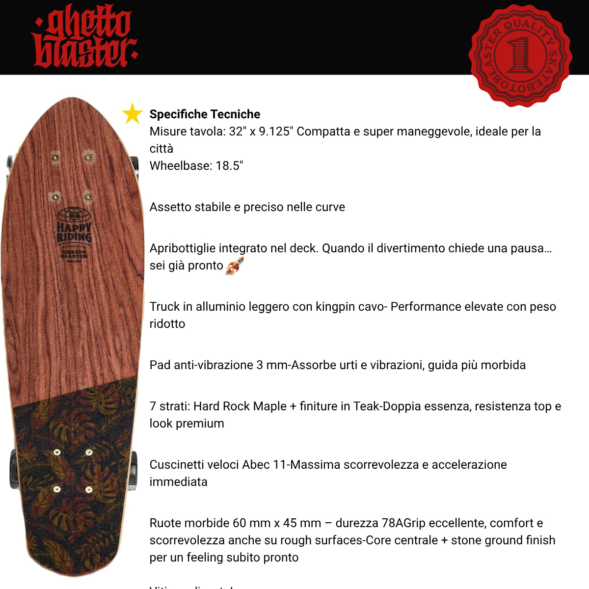 Cruiser Tiki Totem Mogano 32" skateboard