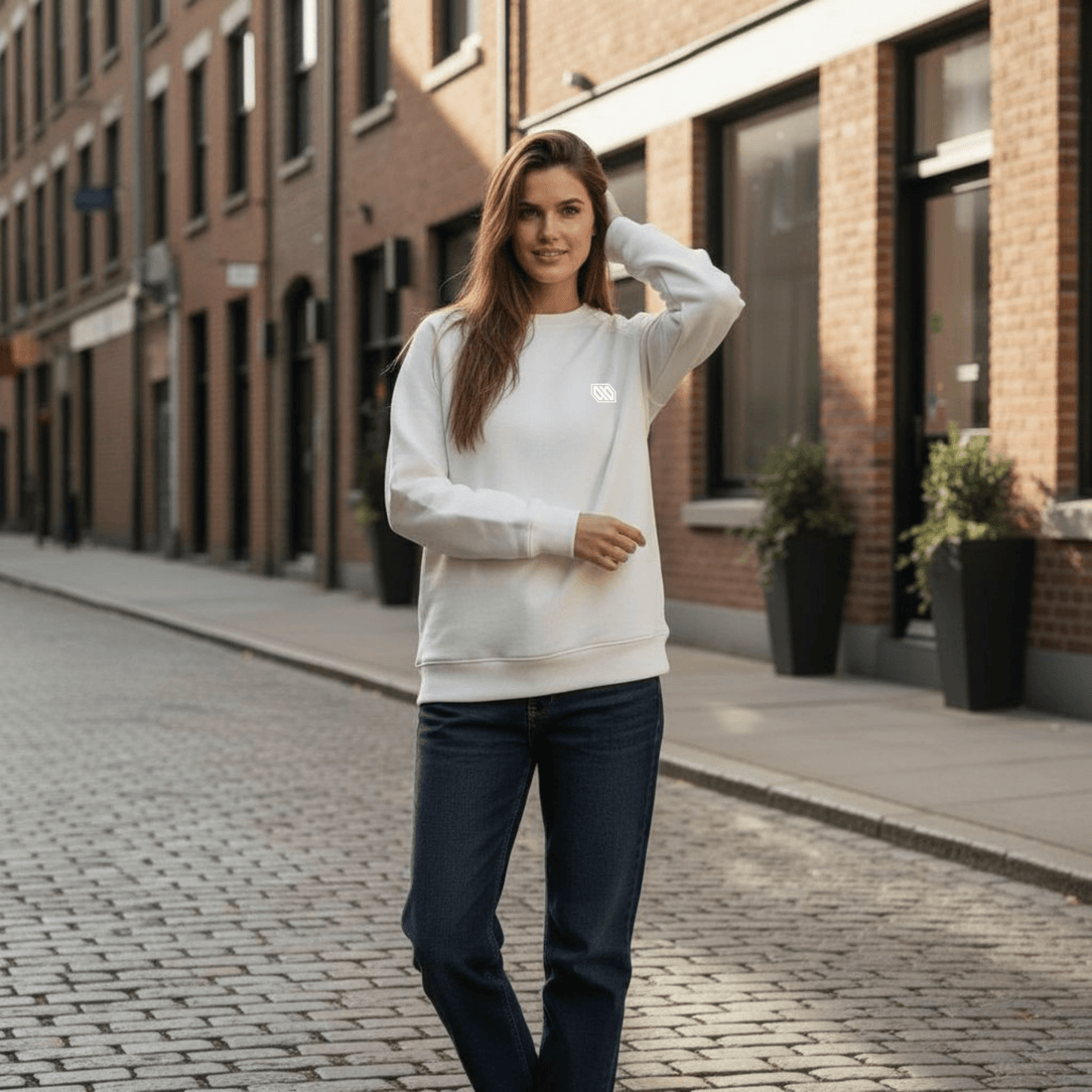 Felpa Central Girocollo White