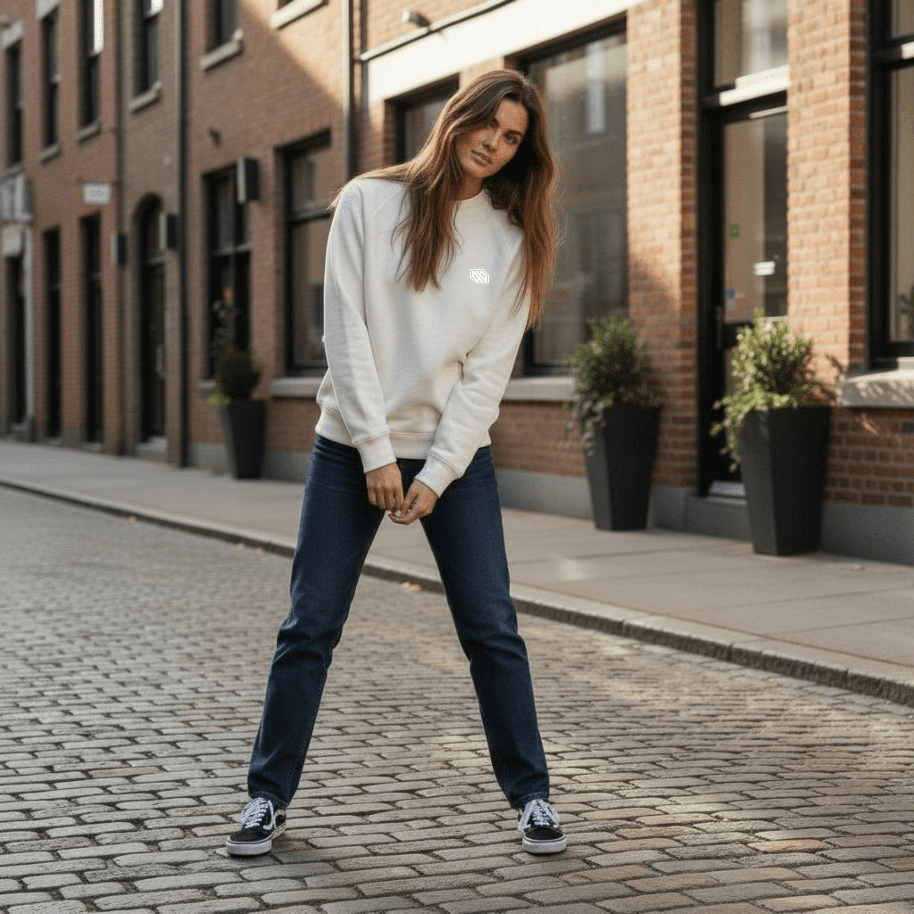Felpa Central Girocollo White