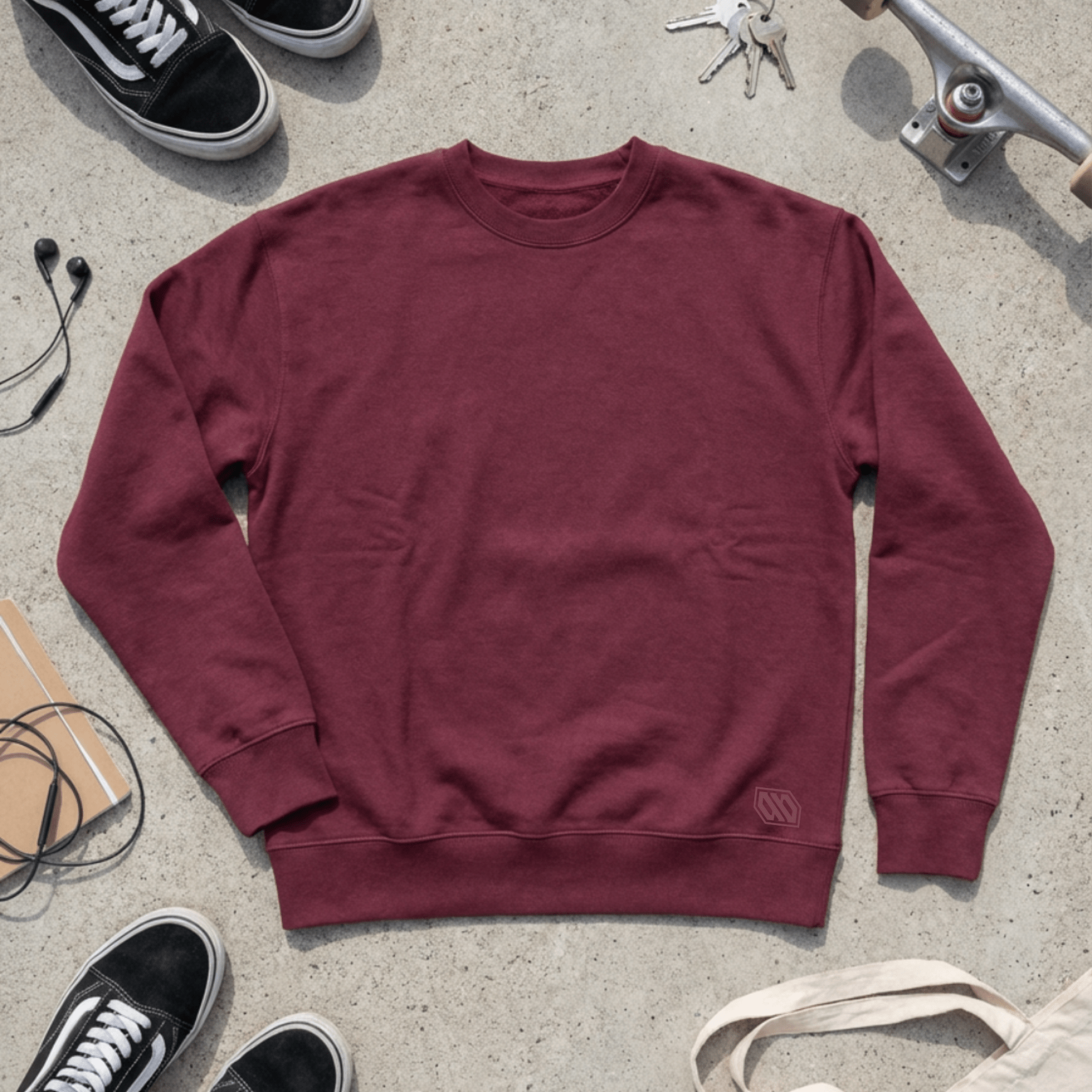 Felpa Girocollo Basic-Bordeaux-Ghettoblaster