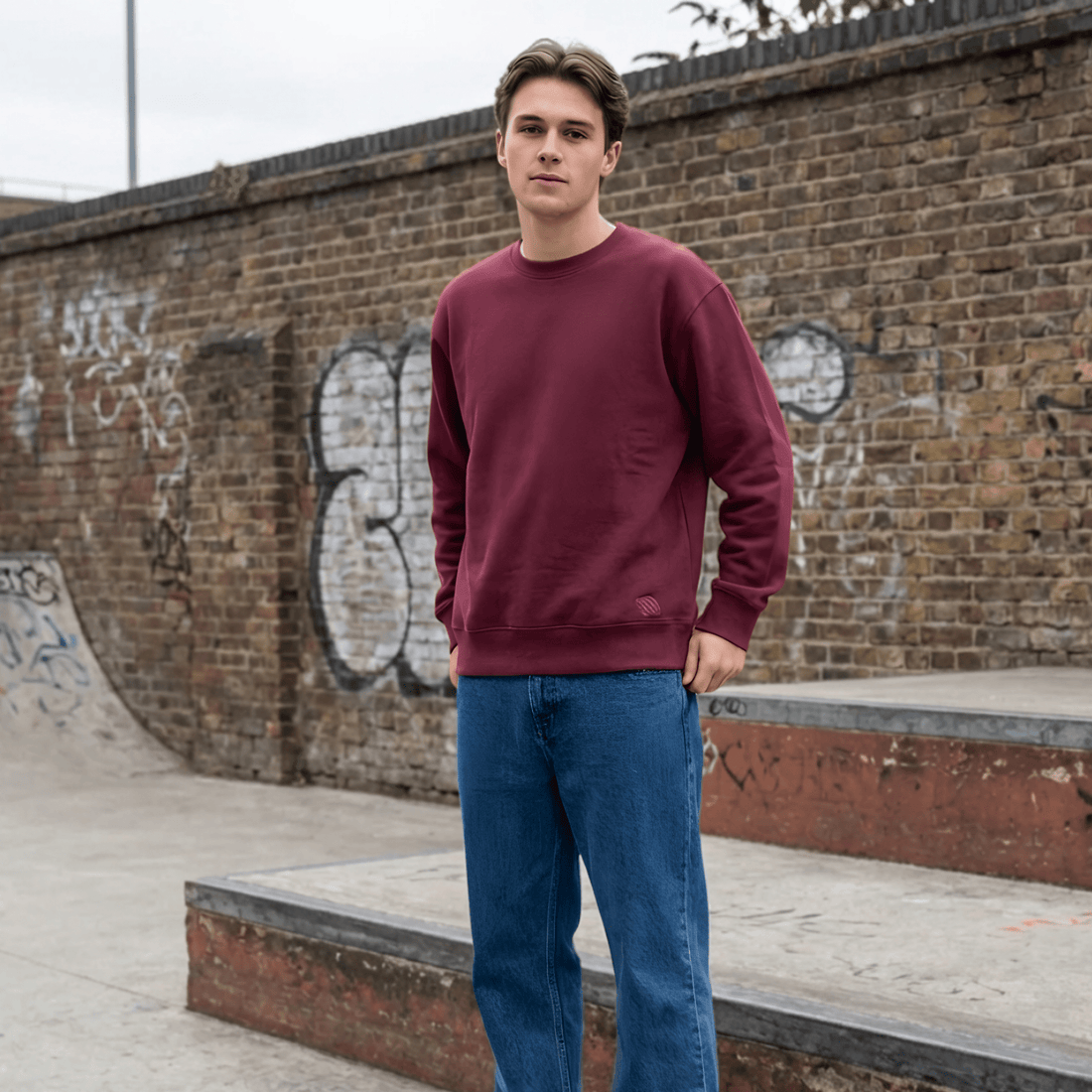 Felpa Girocollo Basic-Bordeaux-Ghettoblaster