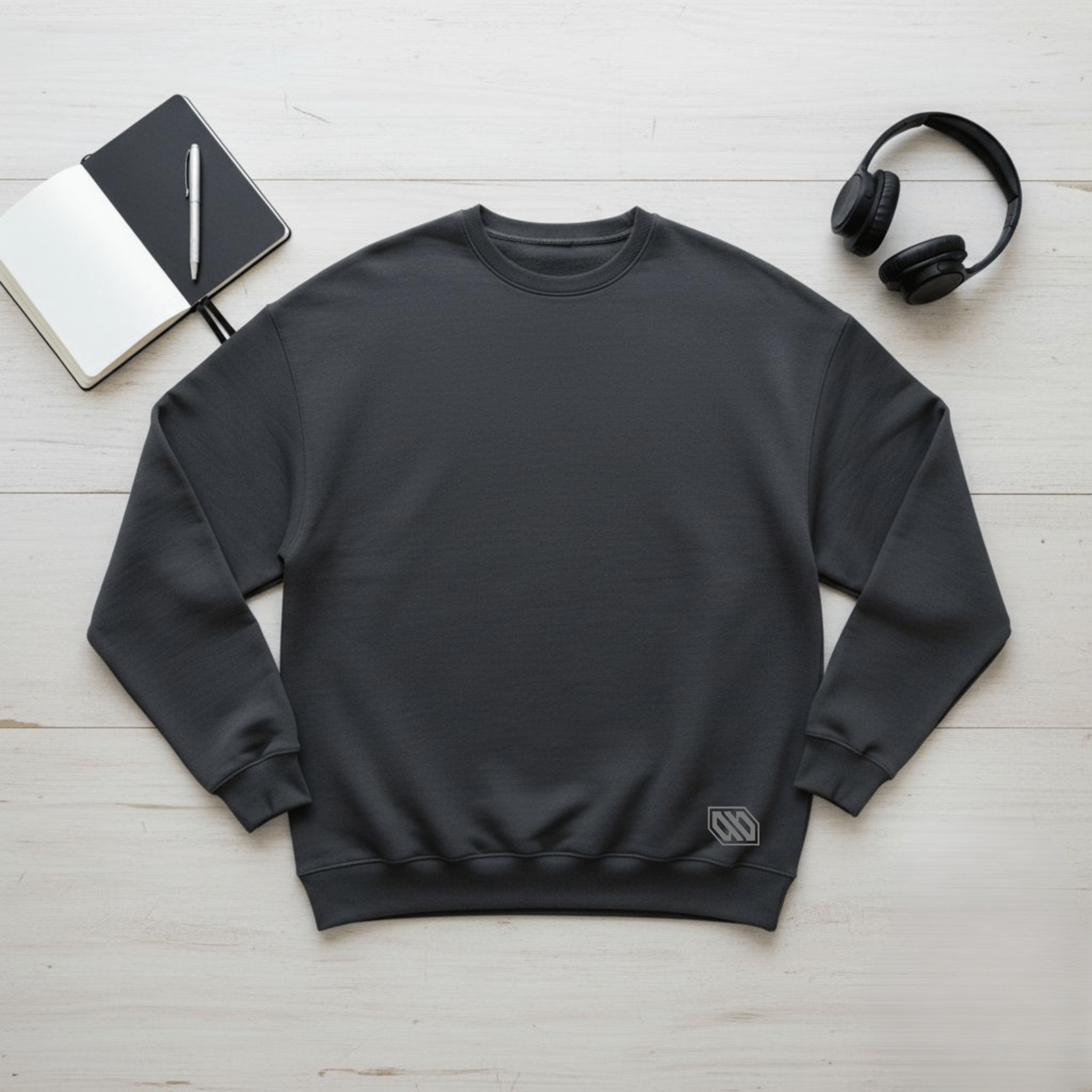 Felpa Girocollo Basic Grigio Asfalto felpa