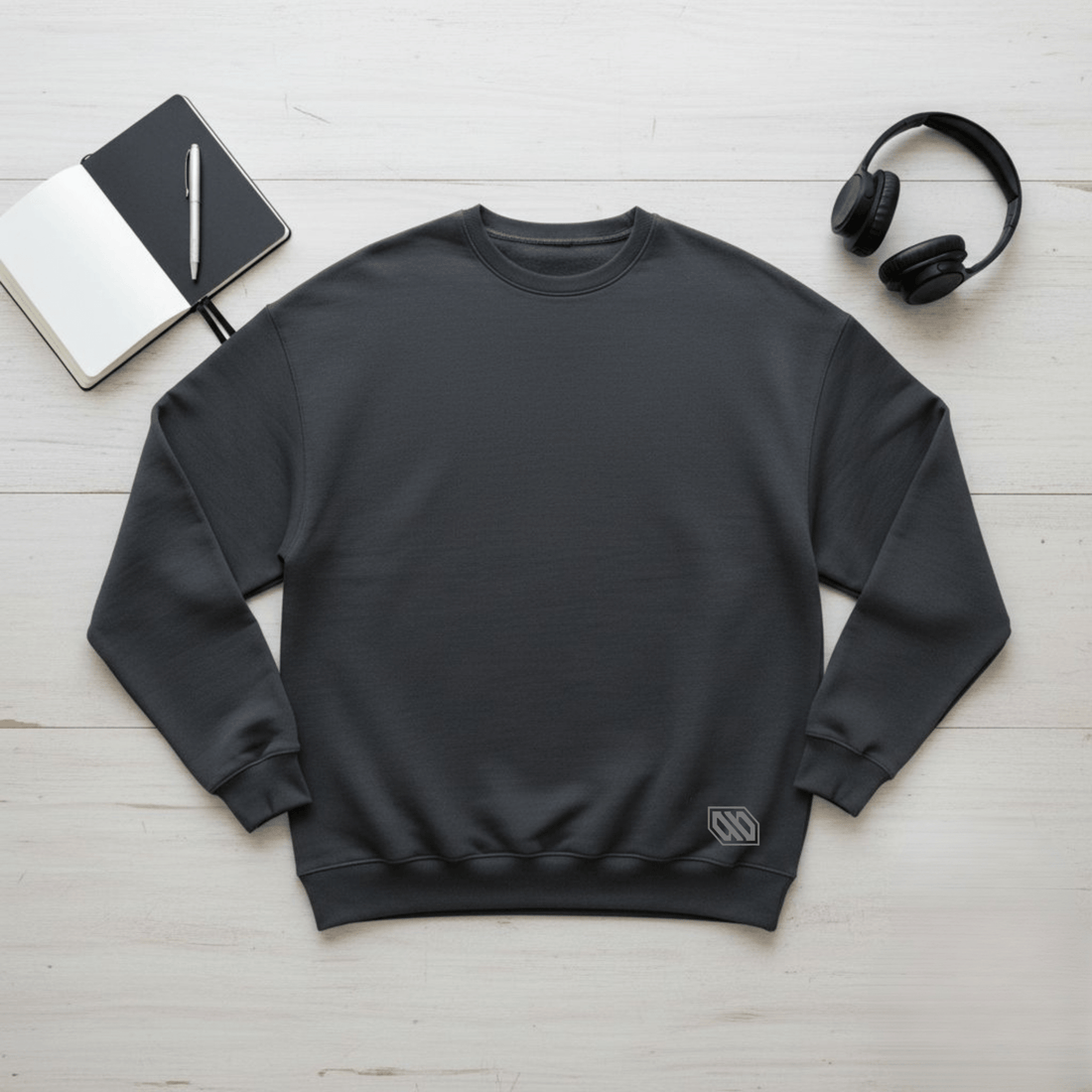 Felpa Girocollo Basic Grigio Asfalto felpa