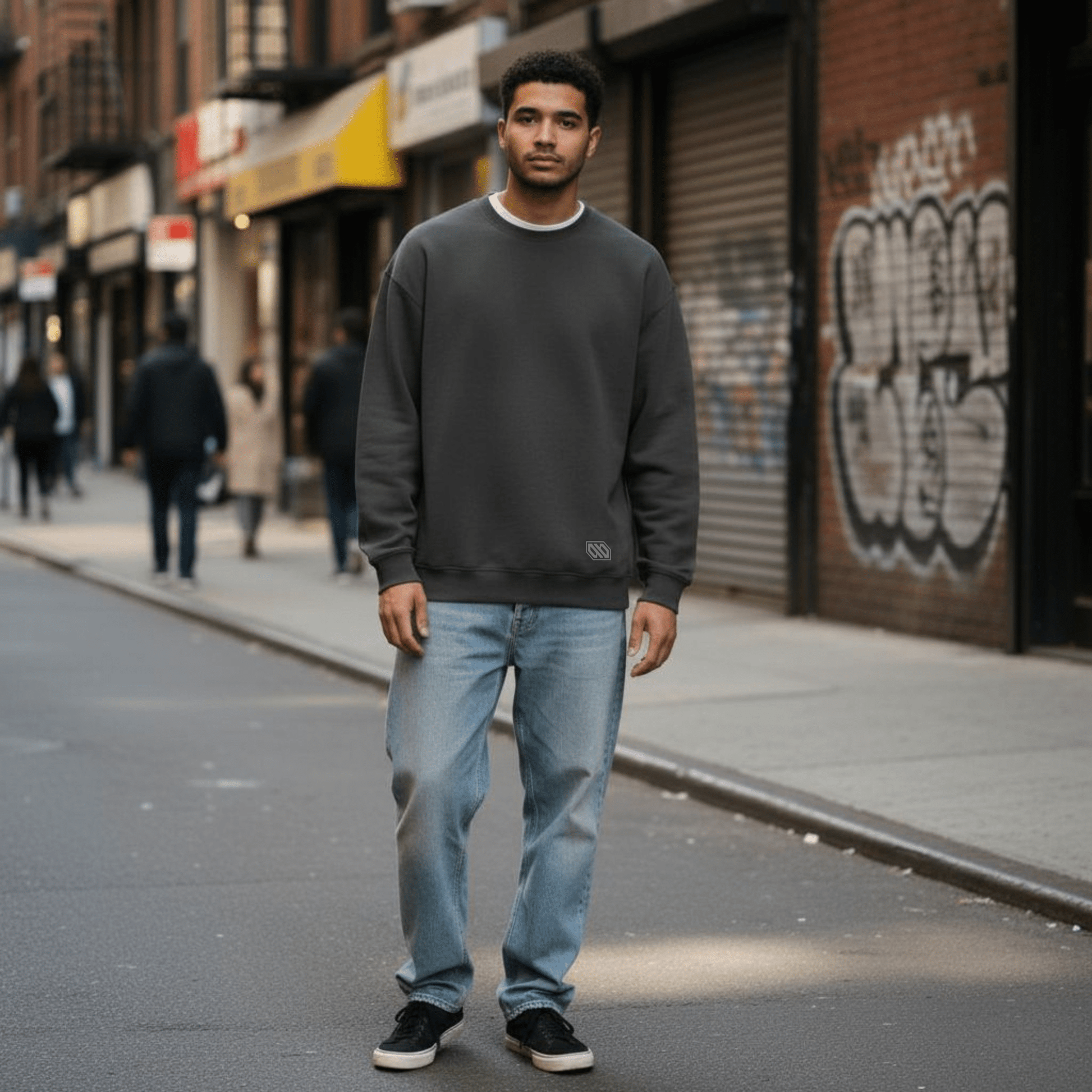 Felpa Girocollo Basic Grigio Asfalto felpa