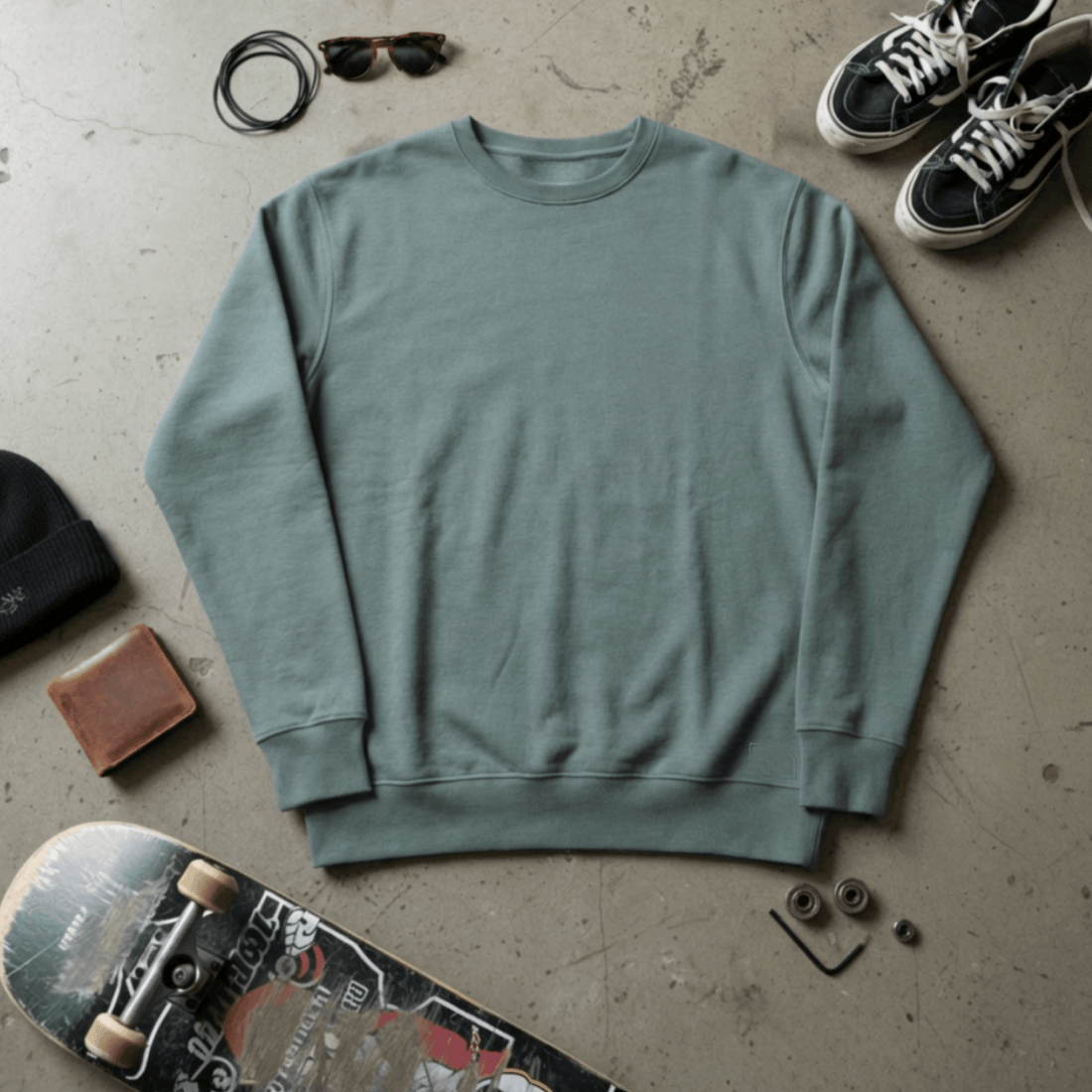 Felpa Girocollo Basic-Teal-Ghettoblaster