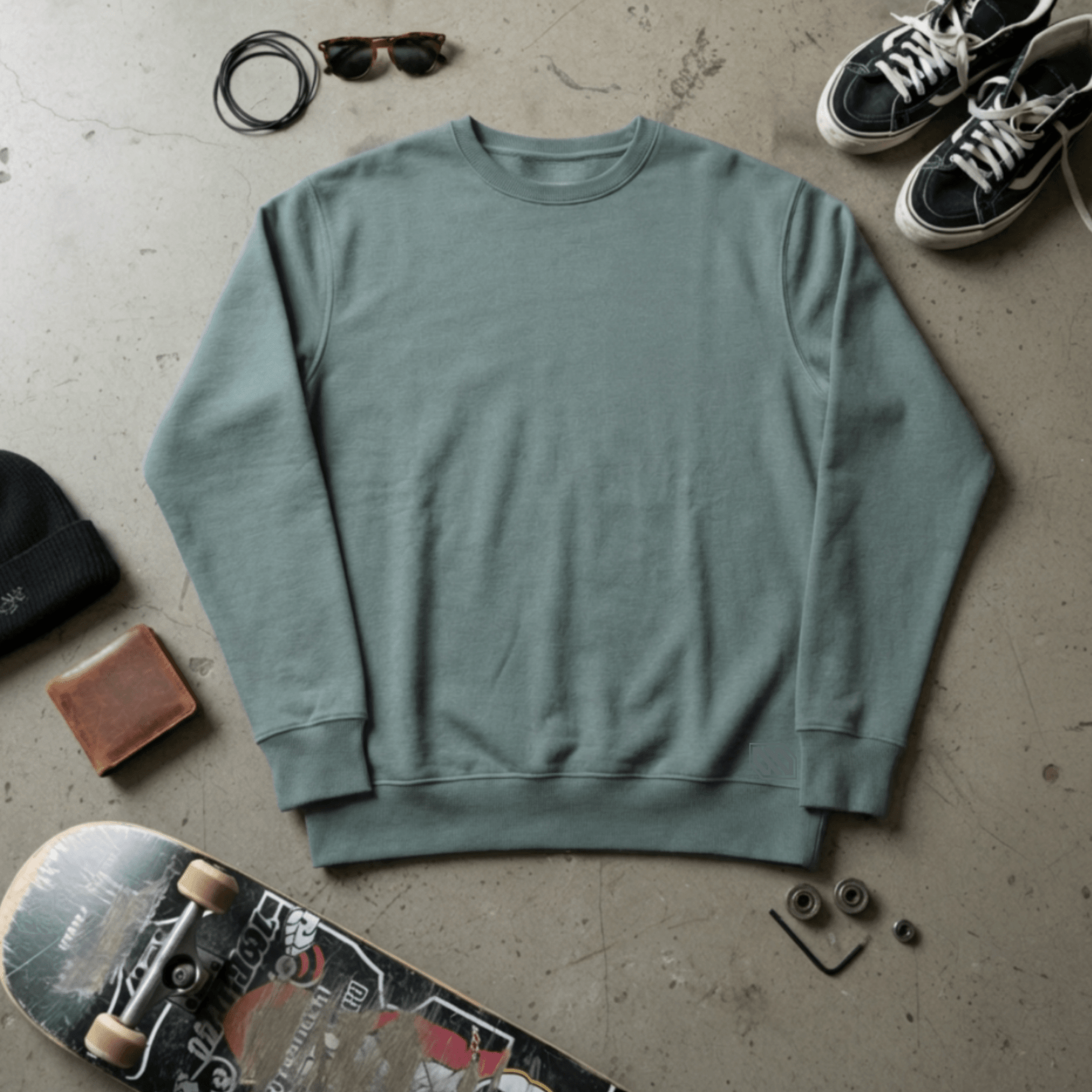 Felpa Girocollo Basic-Teal-Ghettoblaster