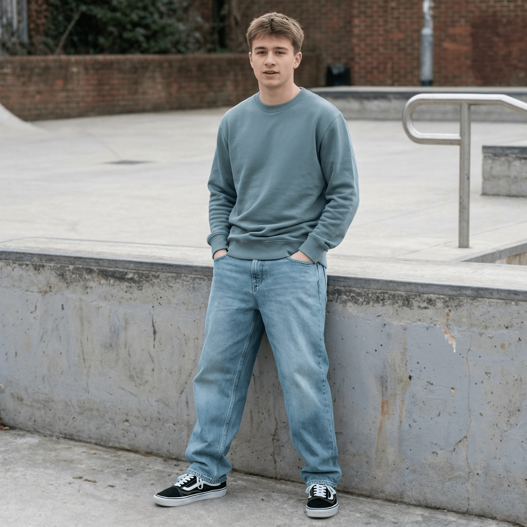 Felpa Girocollo Basic-Teal-Ghettoblaster