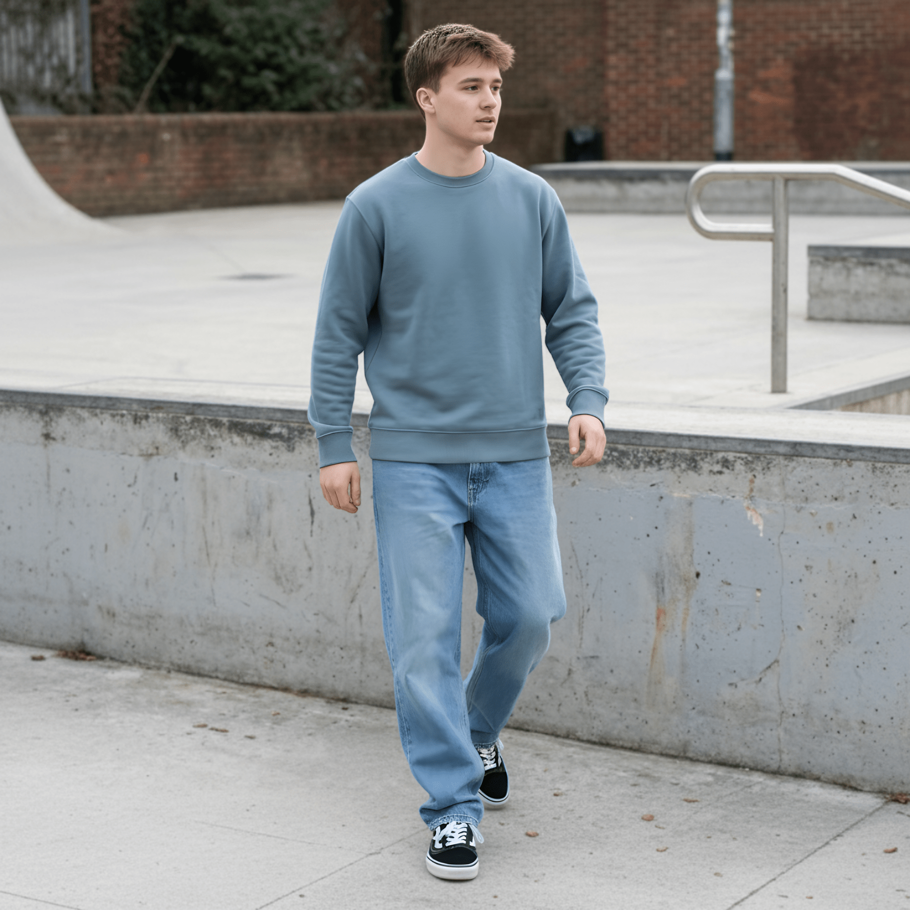 Felpa Girocollo Basic-Teal-Ghettoblaster