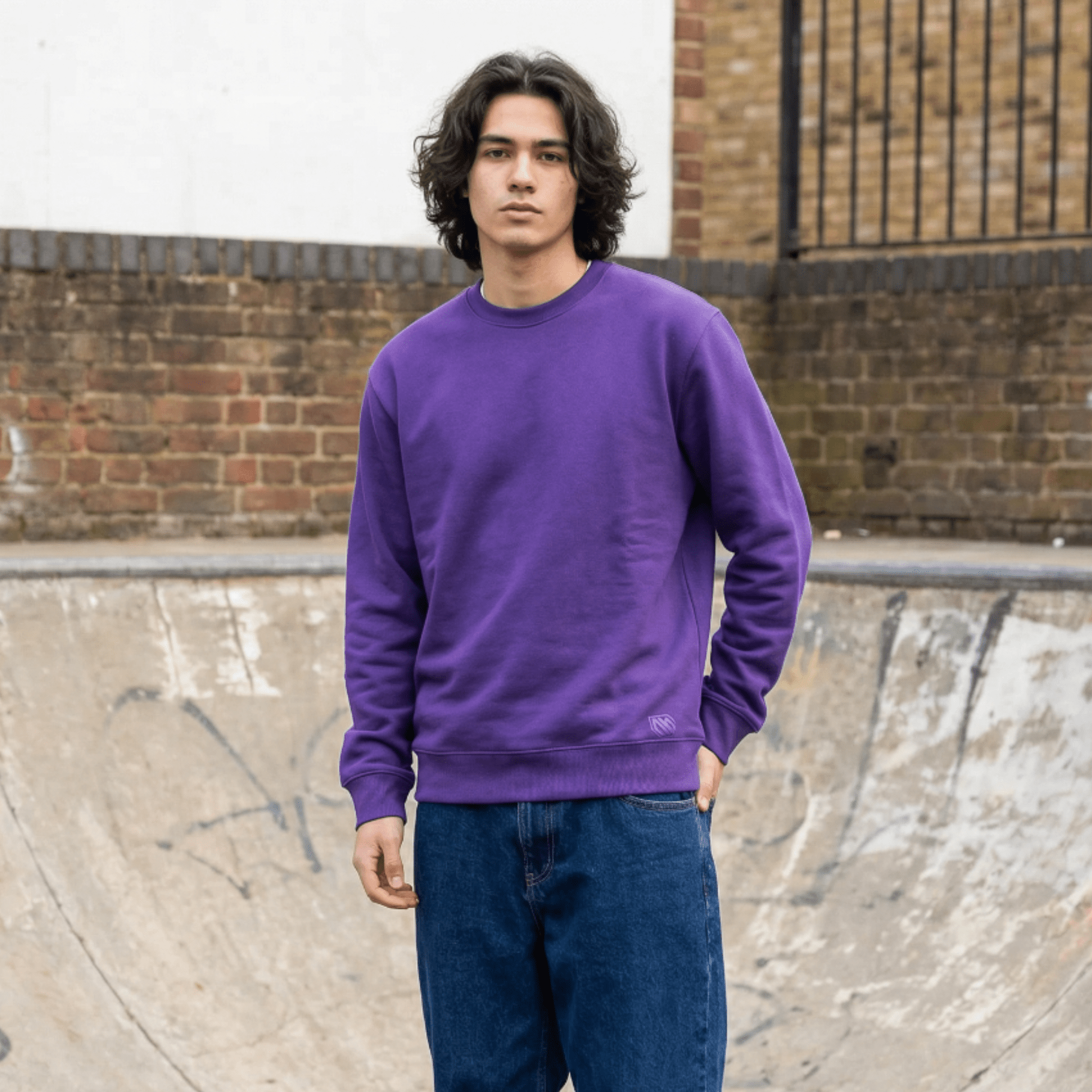 Felpa Girocollo Basic-Viola-Ghettoblaster