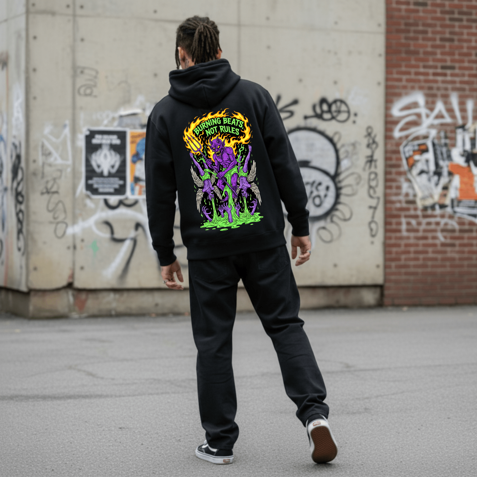 Felpa con Cappuccio Devil Scream-Black-Streetwear