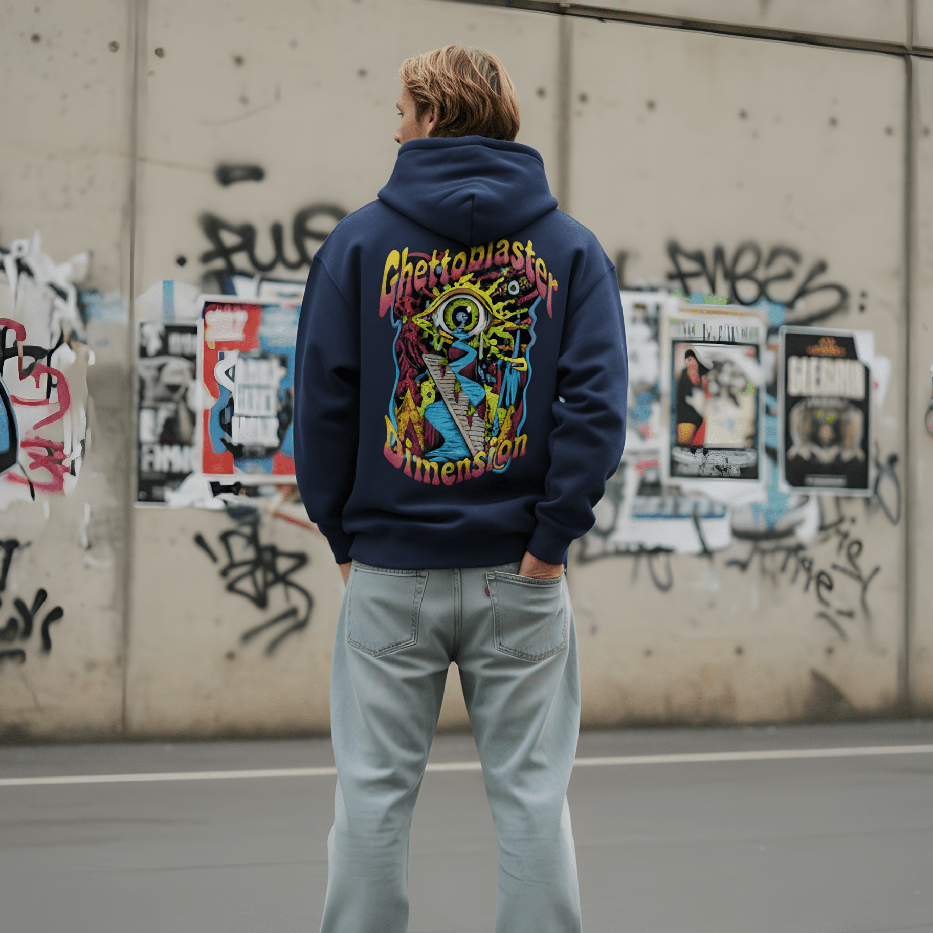 Felpa con Cappuccio Dimension-Navy-Streetwear