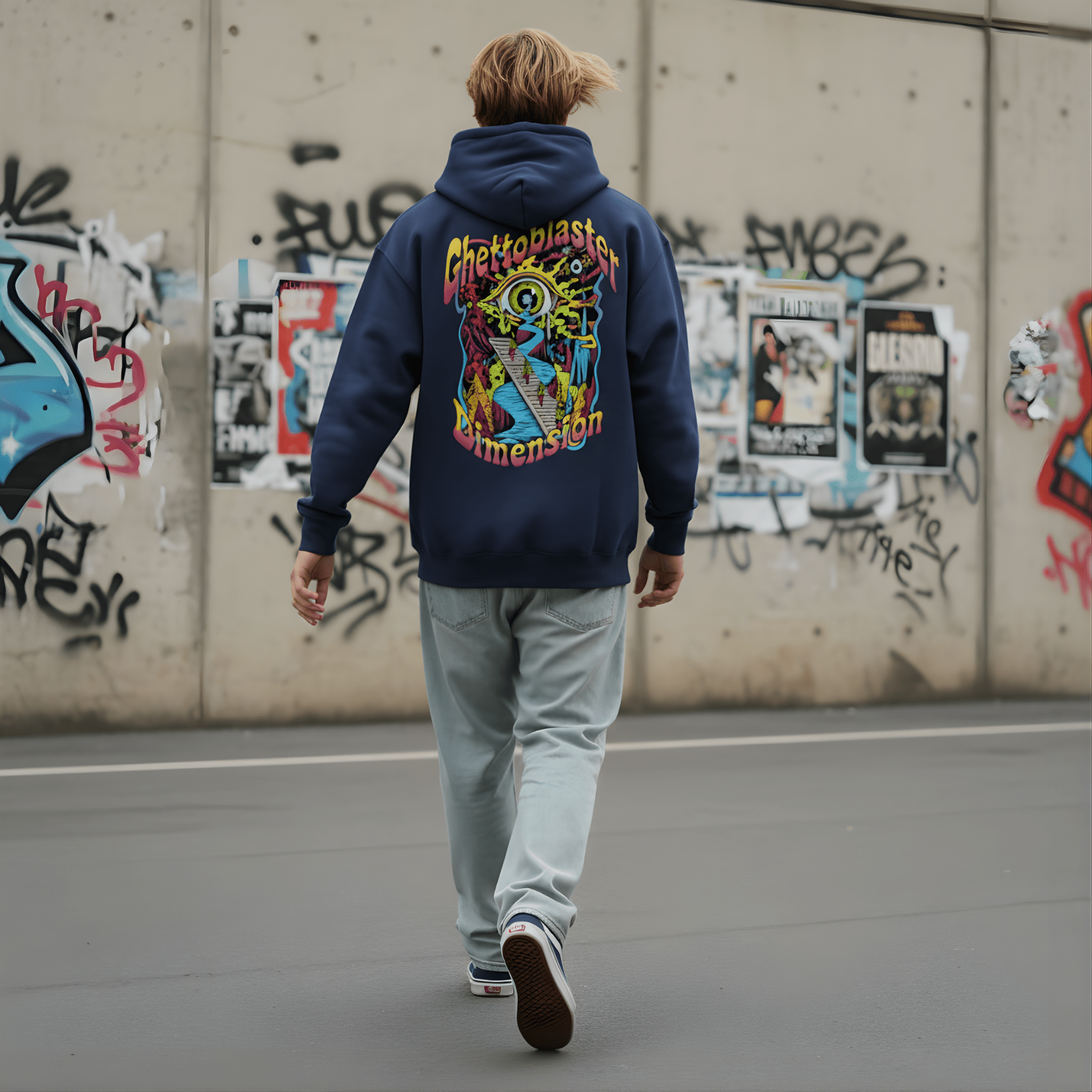 Felpa con Cappuccio Dimension-Navy-Streetwear