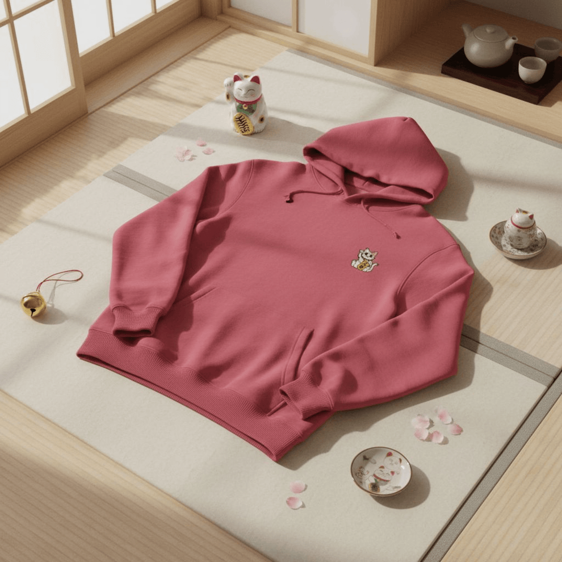 Felpa con Cappuccio Meow – Colore Canary Red