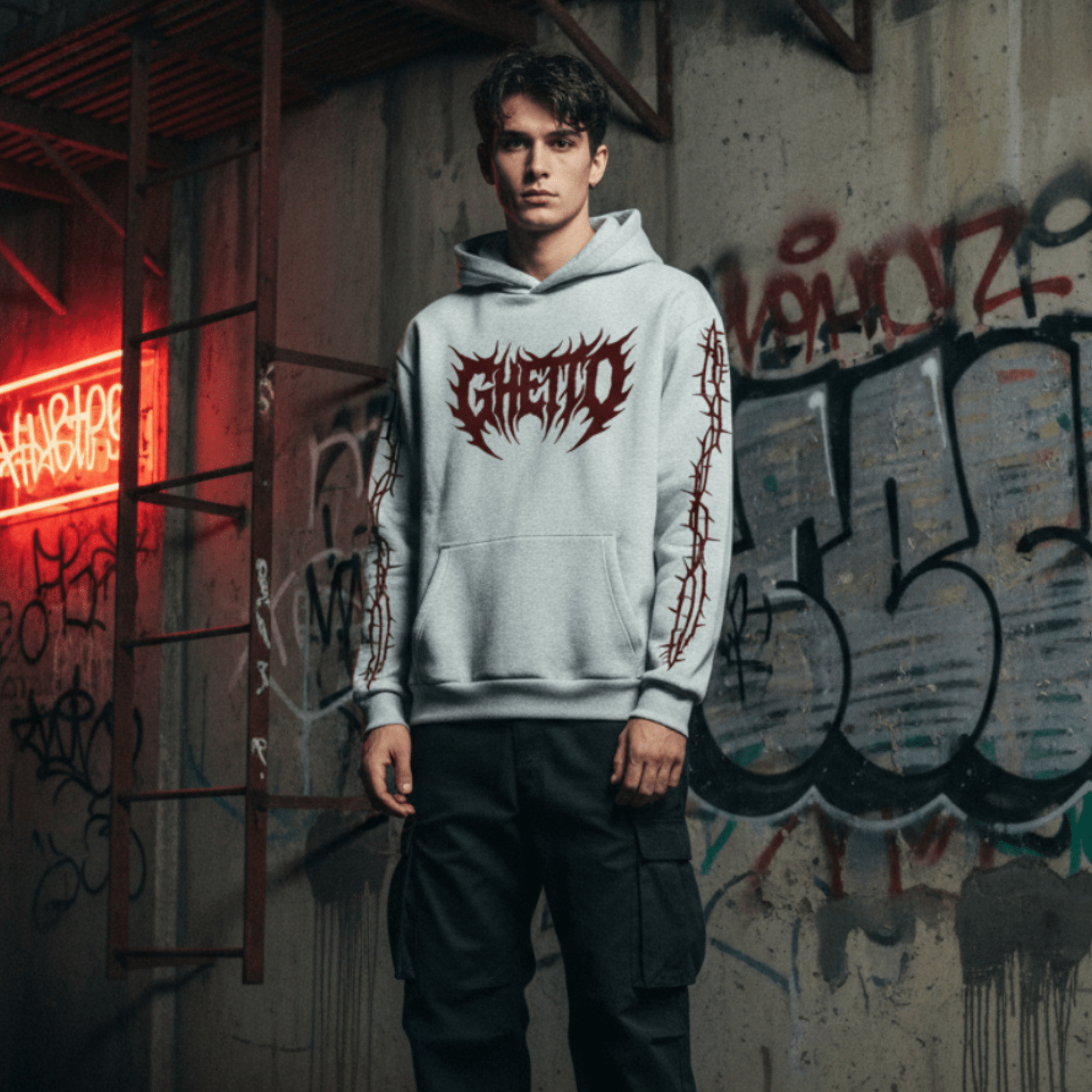 Felpa con Cappuccio Metal-Heather Grey-Streetwear