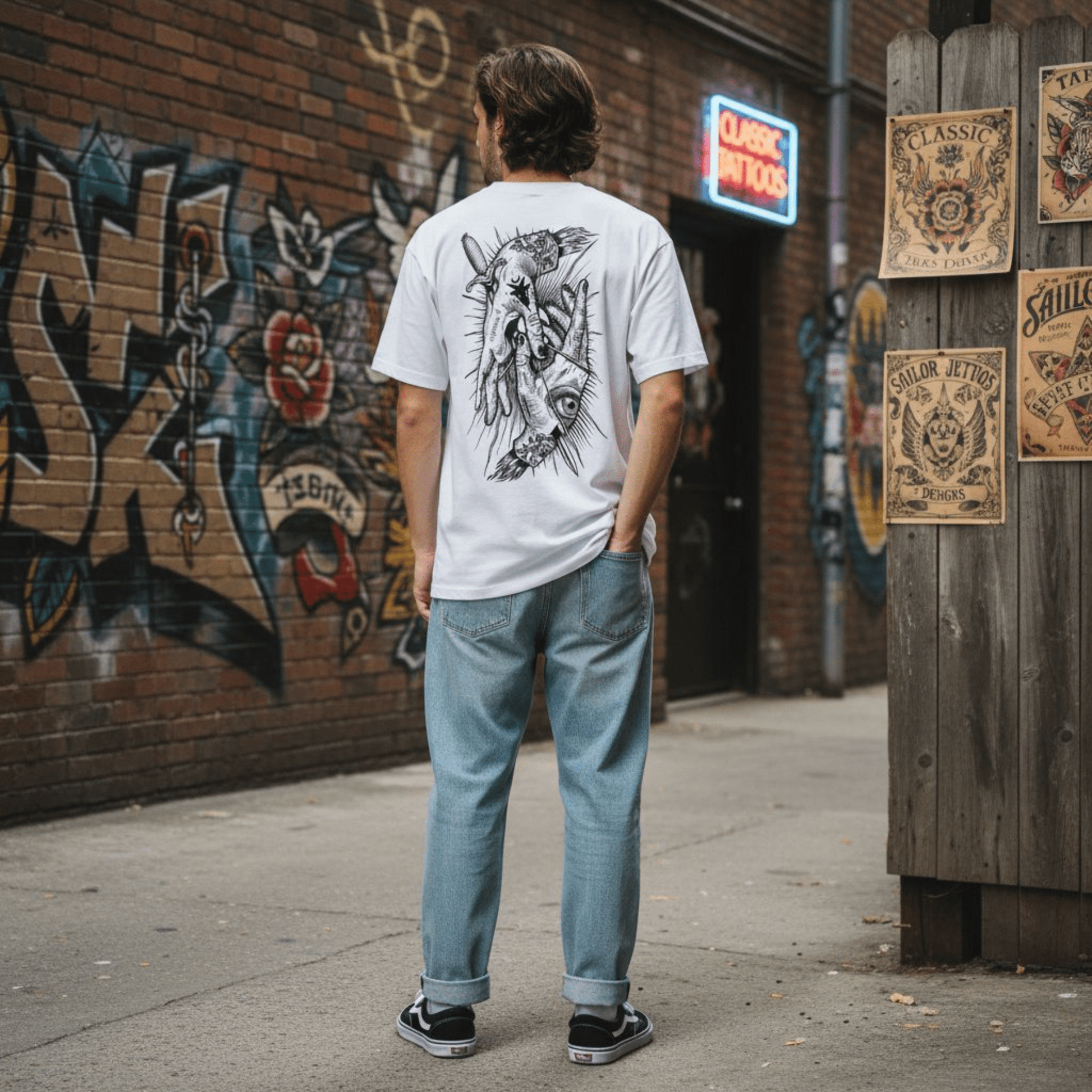 Hands Tee White - Ghettoblaster