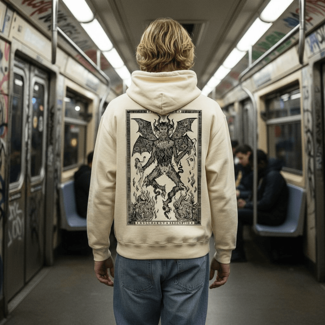 Inferno Hoodie Butter – Felpa con Cappuccio in Cotone Biologico felpa