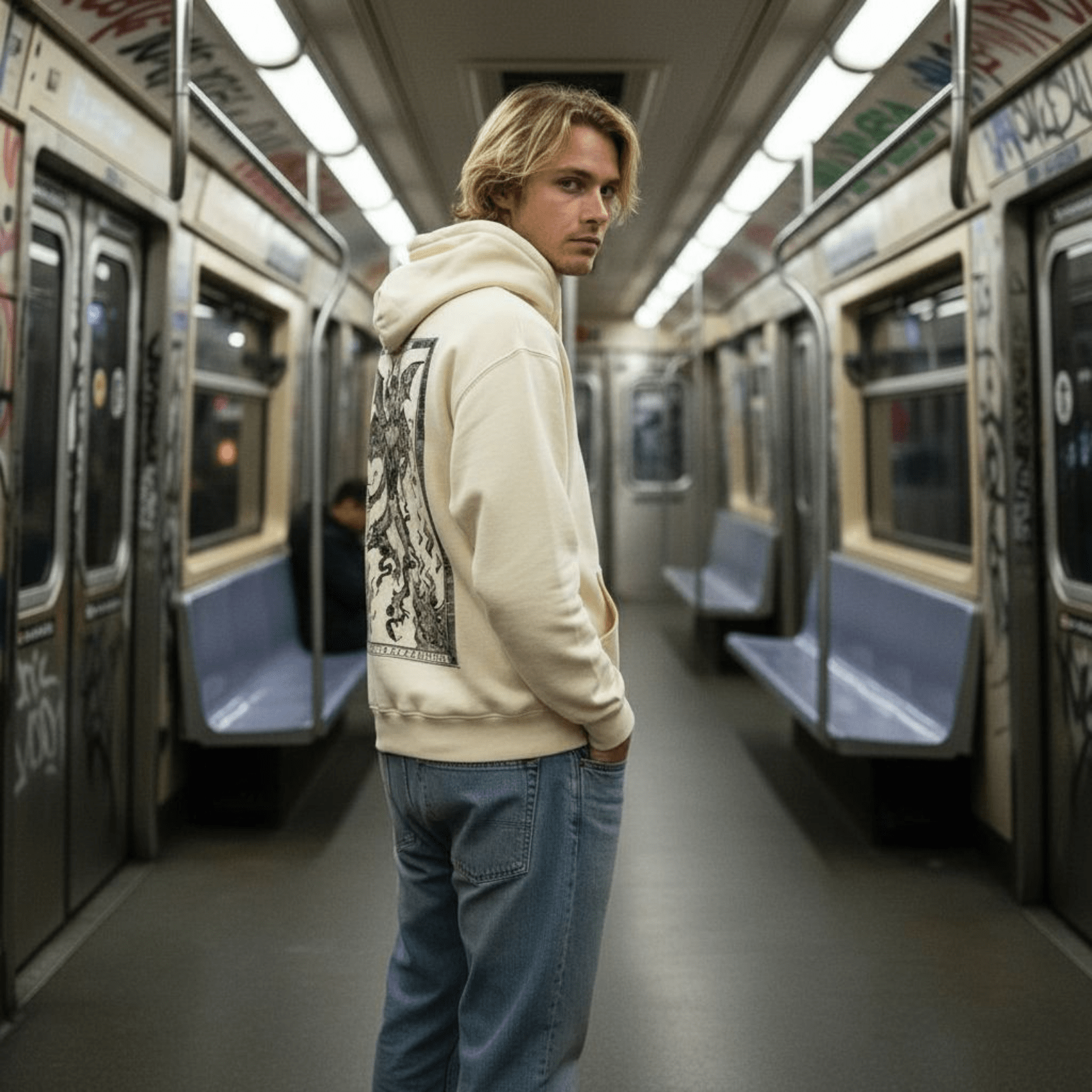 Inferno Hoodie Butter – Felpa con Cappuccio in Cotone Biologico felpa