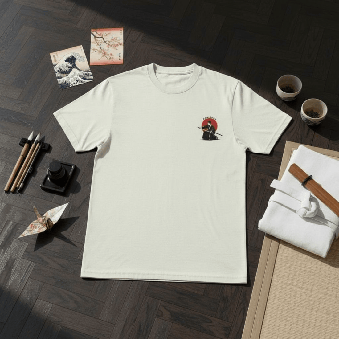 Kenjutsu Samurai Tee – Maglietta Off White in Cotone Biologico