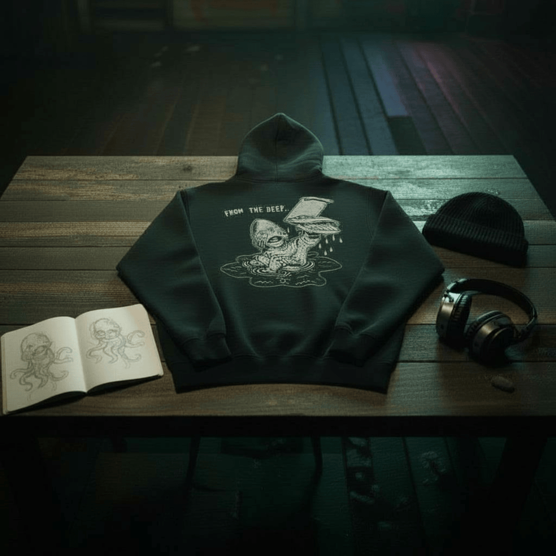 Lagoon Hoodie Black – Felpa con Cappuccio in Cotone Biologico felpa