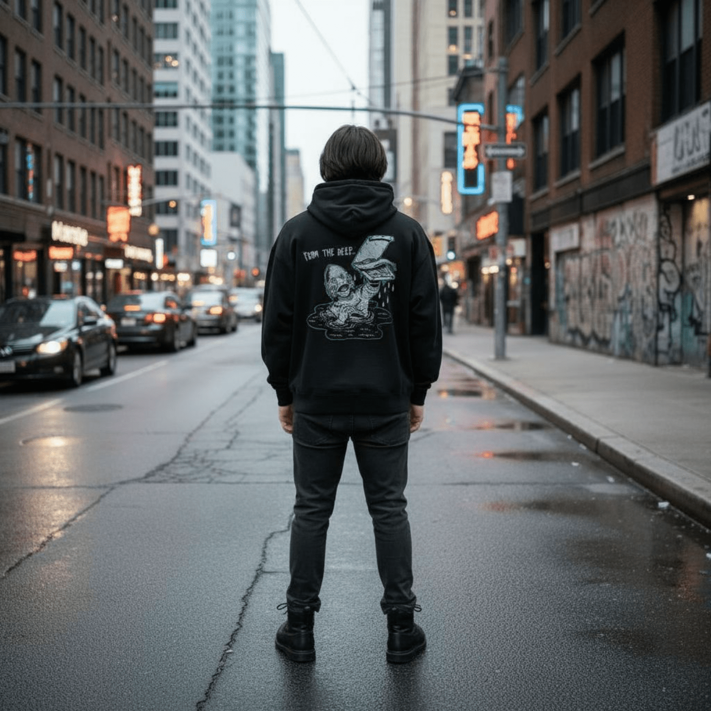 Lagoon Hoodie Black – Felpa con Cappuccio in Cotone Biologico felpa