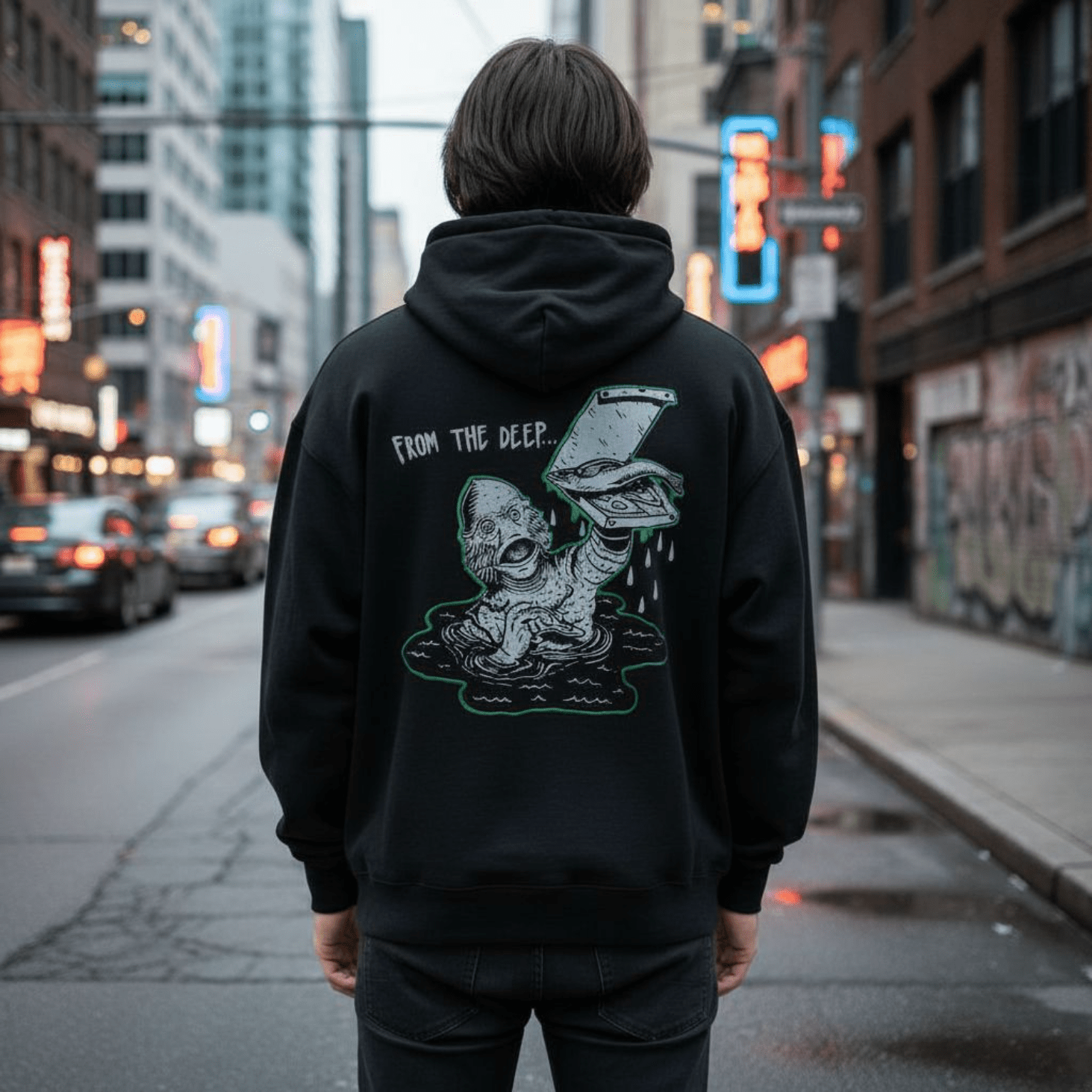 Lagoon Hoodie Black – Felpa con Cappuccio in Cotone Biologico felpa