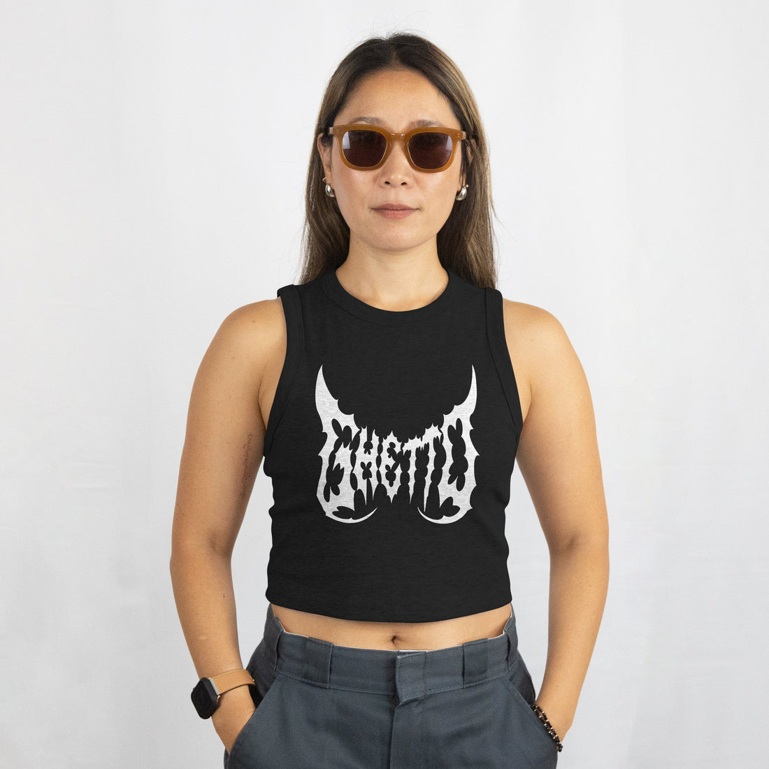 Metal Ghetto Crop Top Black