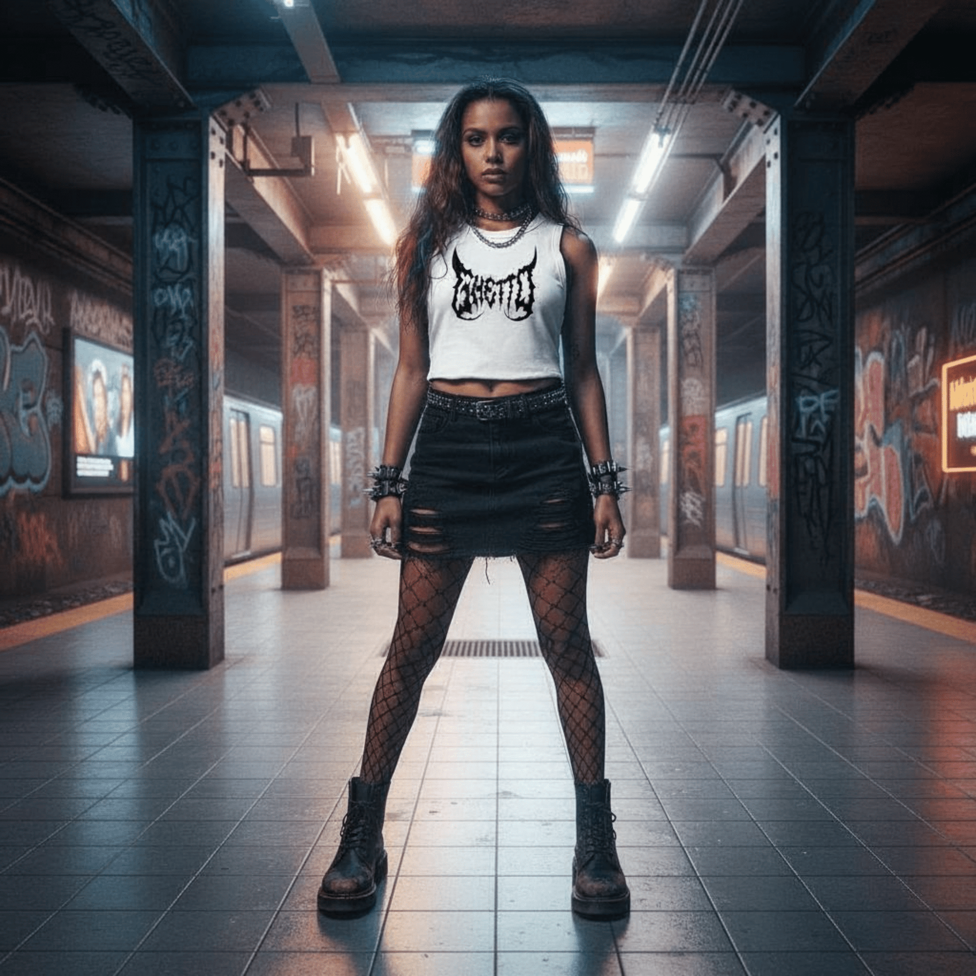 Metal Ghetto Crop Top Donna – Bianco Streetwear top