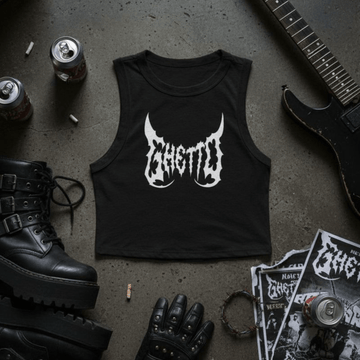 Metal Ghetto Crop Top Donna Black top