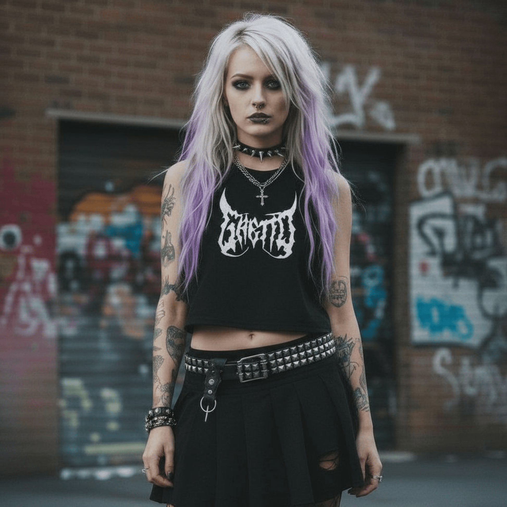 Metal Ghetto Crop Top Donna Black top