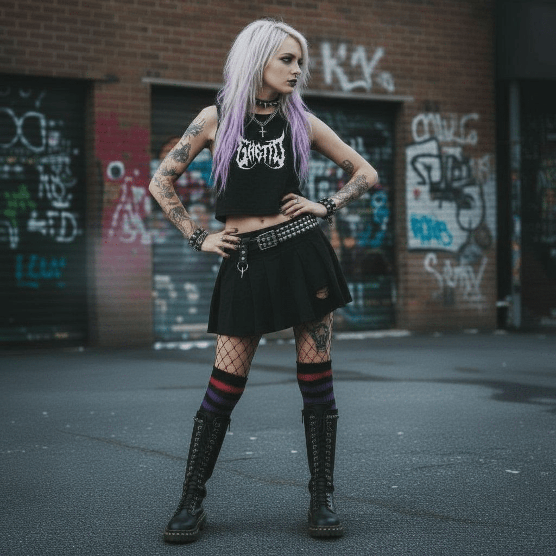 Metal Ghetto Crop Top Donna Black top