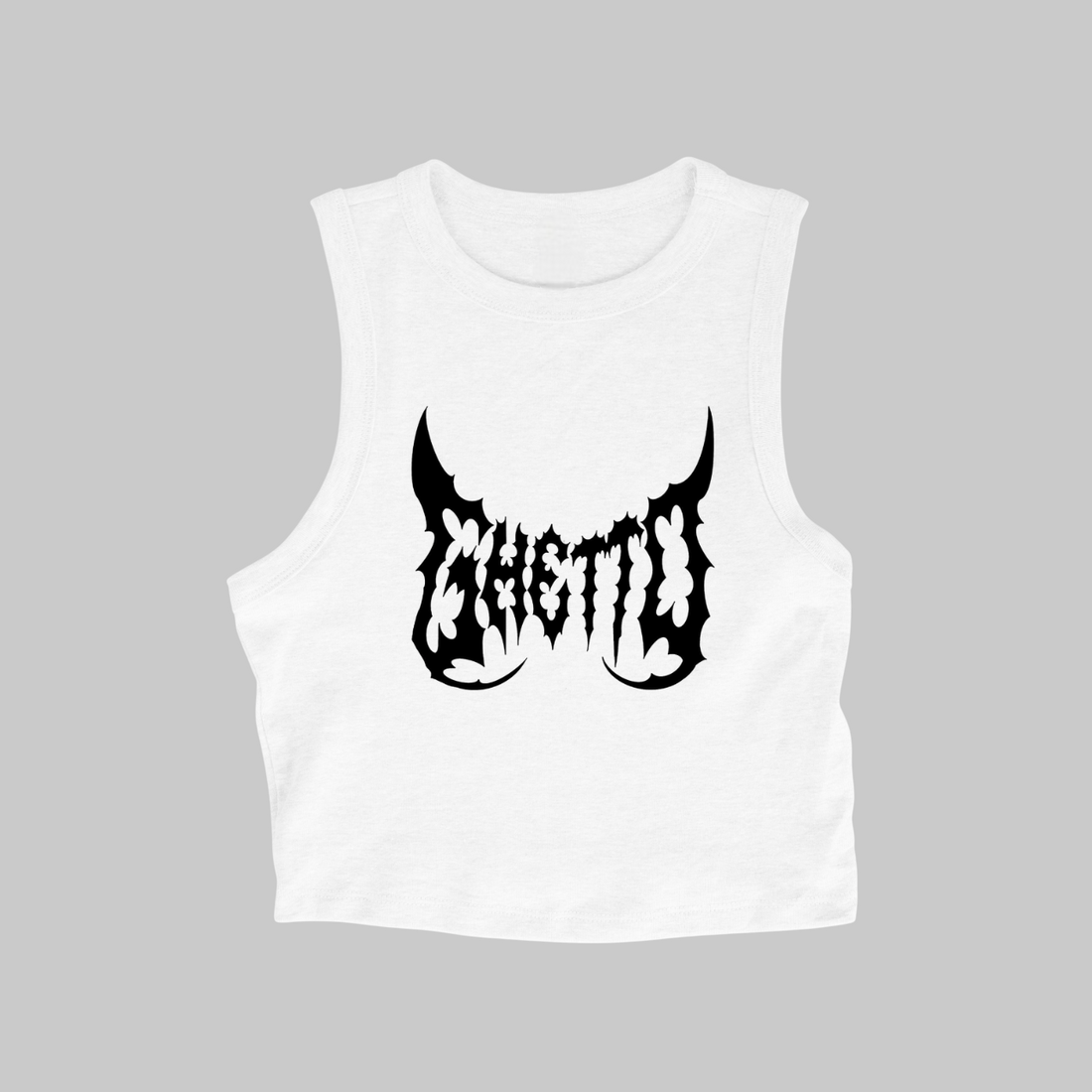 Metal Ghetto Crop Top White